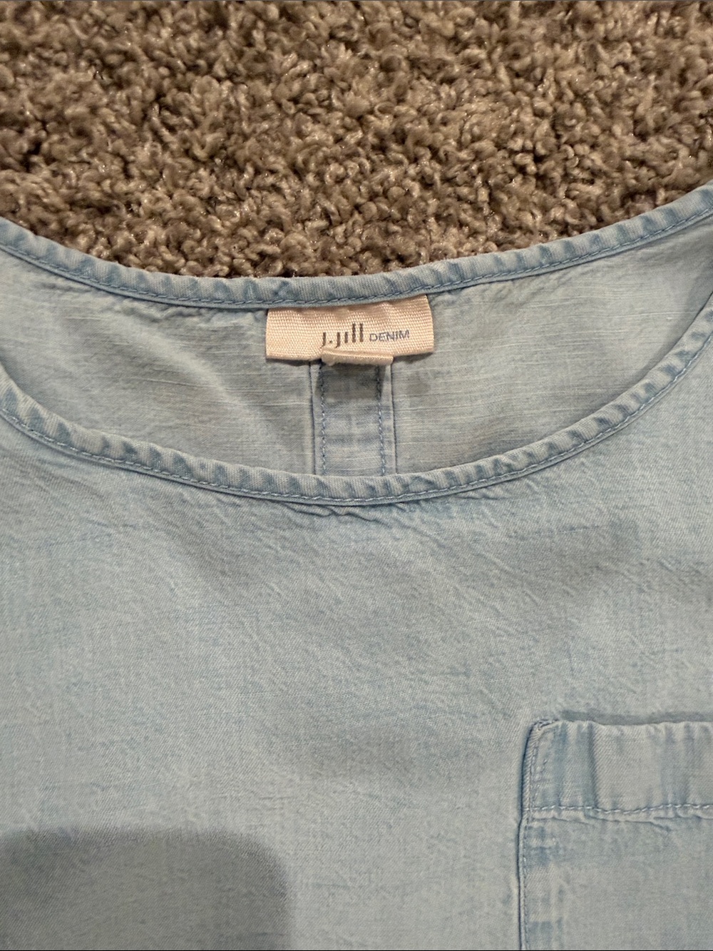 J. Jill Light Blue Short-Sleeve Pocket Tee - Picture 2 of 3
